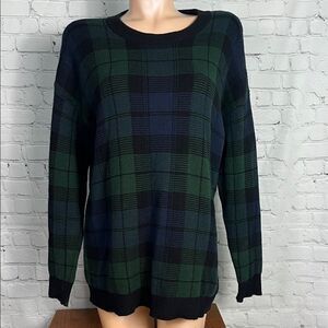 Ralph Lauren Black Watch Plaid Sweater Large Wool Blend